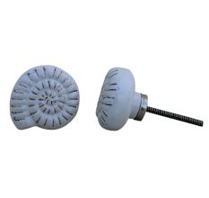 White Shell Flat Ceramic Knob